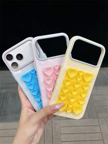 Cute 3D Heart Suction Cup Sticker Holder Candy Color Glossy Jelly Phone Case Compatible With IPhone 17 Pro Max 17Pro 16 Pro Max 15 Pro Max 14 Pro Max 13 Pro Max Stylish Camera Lens Protection Anti-Drop Soft Back Cover - Baby Blue - View 4