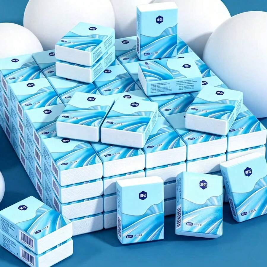 6/12/24/32/60/120pcs Portable Handkerchief Paper Bag Facial Tissues Portable Mini Pocket Napkins Students Travel With Tissues(1pack=6pcs) - Multicolor - View 1