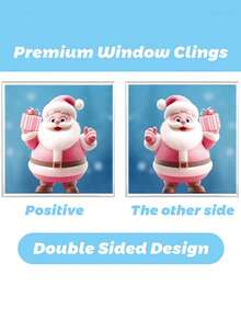 9pcs Pink 3D Christmas Window Stickers, Christmas Decoration Decals, Suitable For Christmas Home Decor, Including Santa Claus, Reindeer, Snowman, Snowflake, Christmas Elements, Suitable For Holiday Office Decoration, Christmas Window Stickers - View 9
