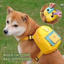 Adjustable Dog Harness Backpack Set With Leash And Poop Bags, Cute Snack Storage Vest, Suitable For Small/Medium Pets, Hiking And Daily Walks - Multicolor - View 6