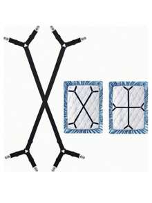 Adjustable Cross Bed Sheet Fixing Straps (2pcs) - Elastic Bed Sheet Clips, Triangle Design, Suitable For All Mattresses Secure Fixing Clips - Woven Fabric, Machine Washable, Multiple Installation Methods - Multicolor - View 7