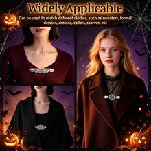 8pcs Halloween Vintage Women's Knit Cardigan Clips, Cardigan Fastener Accessories, Vintage Shawl Tie Clips, Shirt, Dress, Jacket And Other Clothing Decorative Accessories - Ancient Silver - View 3