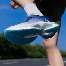 XTEP Shock Absorption Pro Sepatu Lari Pria Baru dengan Dukungan Peredam Guncangan Ringan Bernapas Cengkeraman Tahan Aus - biru/hijau - View 5