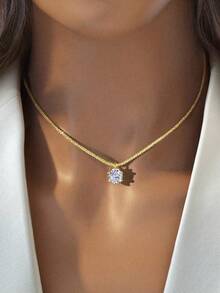 1pc 6-Claw Shiny Necklace, Exquisite Women's Jewelry, Suitable For Daily Wear And Dating Occasions, Also An Ideal Gift - Six-claw Necklace - View 4