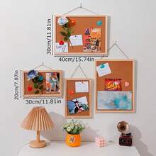 1pc Wall-Mounted Cork Board/Message Board/Photo Background Wall Panel, 3 Sizes Available - 23.62*15.75/15.75*11.81/11.81*7.87 Inches, Single-Sided Hanging Cork Board, Photo Decoration Board, Display Board With Wooden Frame, For Office Decoration Notes And Messages/Room And Bedroom Background Decoration/College Dormitory Memo Display Board, Vintage Style Art Wall Decoration, Office Desk Accessories, Classroom Decoration. - A - View 5