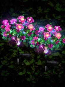 1pc Rhododendron Solar Light, Garden Light, Waterproof Solar Light With Colorful Artificial Rhododendron Flower, Suitable For Decorating Yard, Path, Patio, Porch And Lawn - Azalea - View 3