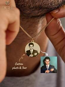 1PC Vintage Photo Engraved Round Pendant Necklace | Customizable With Any Portrait/Pet Photo, Multiple Chain Styles For Versatile Matching, Luxurious Yet Versatile. Premium Titanium Steel Material, Fade-Resistant And Hypoallergenic, Comfortable For Daily Wear. Minimalist Round Pendant Design Fits Various Outfits, Perfect As A Couple Gift, Family Keepsake, Or Pet Memorial, Carrying Your Exclusive Memories And Warm Reminders Every Time You Wear It. - 25mm Photo Necklace - View 1
