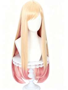 Blonde To Pink Gradient Long Cosplay Wig, Suitable For Anime Character Roleplay Costumes, Halloween, Comic Conventions, Etc. - Gold - View 3
