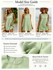 Starfish Women's Fashionable Versatile Minimalist Elegant Khaki Round Neck Sleeveless Dress, Suitable For Commuting In Spring And Summer - Green - View 8