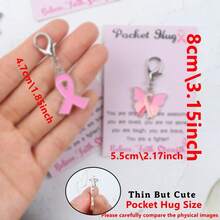 11pcs Pink Breast Cancer Awareness Keychains For Women, Hope & Strength Alloy Pendant With Inspirational Quote Cards, Thoughtful Gift For Breast Cancer Fighters, Team Support Gift, Breast Cancer Awareness Month Supplies, Pink Ribbon, Pink October - Multicolor - View 4