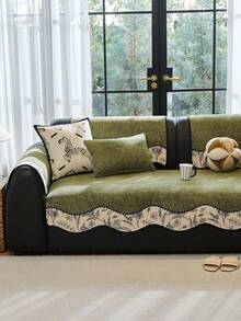1pc Minimalist Multicolor Herringbone Sofa Cushion, All-Season Non-Slip Sofa Cover, Pet-Friendly Anti-Scratch Protector, Machine Washable Home Decor Suitable For Living Room L-Shaped Sectional Sofa, Single Sofa, Loveseat, 3-Seater Sofa And More - Green - View 5