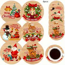 Set Of 6 Christmas Wooden Coasters – Decorative Coffee And Tea Coasters, Ideal For Use At Home Or In Cafes, And The Perfect Festive Gift - Multicolor - View 2