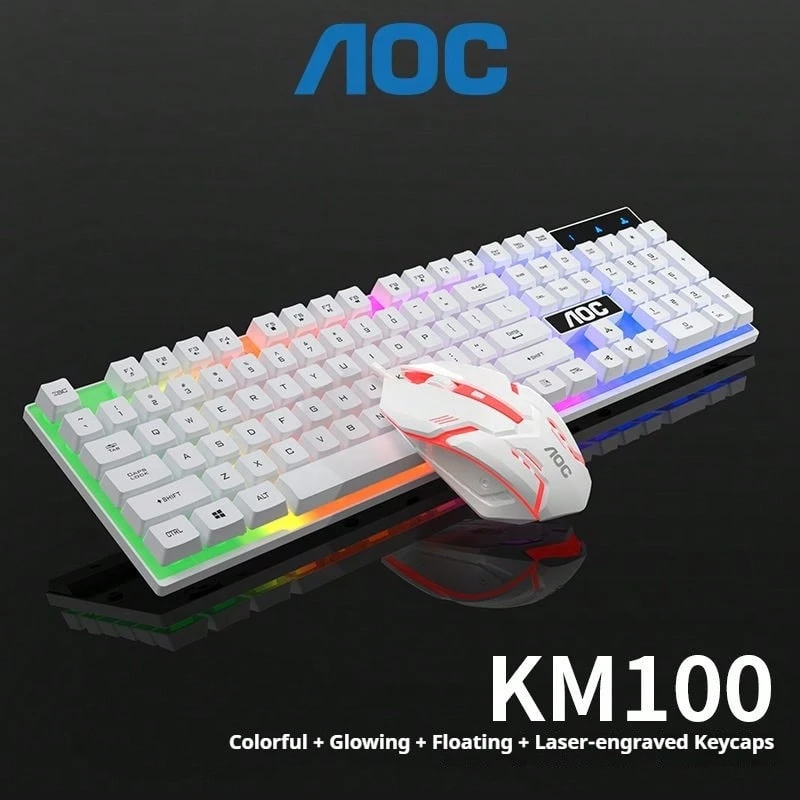 AOC KM100 Wired Mechanical Feel Keyboard And Mouse Gaming Set For Desktop And Laptop - View 1