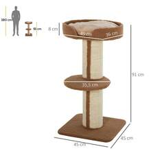 91 Cm Cat Tree, Cat Tower With Sisal Posts, Platform, Cushion, Multi-Level Scratching Post, Climbing Tree, For Medium-Sized Cats, Light Brown - 淺棕色 - 查看 8