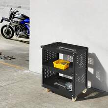 YUNRUX 3-Tier Heavy-Duty Workshop Trolley 34.23*15.35*38.88in Steel Utility Cart - Black - View 10