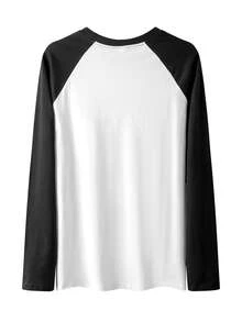 Women's Y2K Black/Grey & Black/White Contrast Minimalist Loose Versatile Home Daily Street Commute Raglan Sleeve Round Neck 2-Piece Top Set - Multicolor - View 6