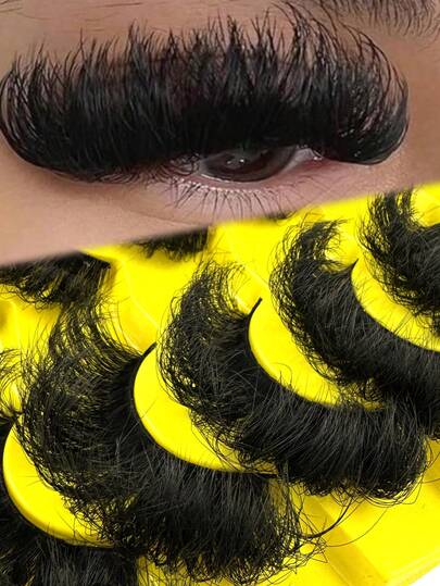 7 pares de pestañas postizas naturales extendidas y gruesas, pestañas postizas de visón sintético 9D esponjosas de 16-25mm, pestañas postizas de visón sintético con rizo ruso estilo ojo de gato, pestañas postizas de visón sintético suaves y cómodas estilo dibujo animado, tiras de pestañas postizas gruesas y largas reutilizables, crean un maquillaje hermoso, adecuadas para la vida diaria, bodas, citas, fiestas, festivales de música y Halloween