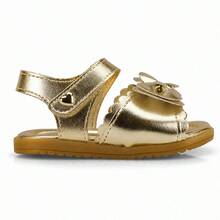 Sandália Infantil Laço Baby Pequito Metalizada Festa Dourada 95316 - Dourado - Visão 13