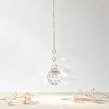 Transparent Water Drop Crystal Prism Light Catcher Ornament, Gold Chain Octagonal Crystal Beads, Bedroom Balcony Indoor Hanging Decor, DIY Decoration - Two Octagonal Beads - View 5