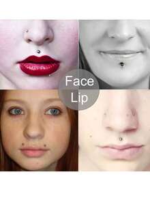 1/2/4/6/10 Sets Waterproof Faux Piercing Jewelry, 180pcs Total, Including Self-Adhesive Lip Rings, Eyebrow Rings, Nose Rings And Belly Button Jewelry, Back To School, Face Rhinestone Sticker Set - 彩色 - 查看 6