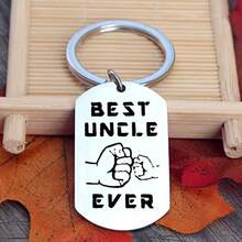1個「Best Uncle」鑰匙圈，侄子/姪女送給叔叔/舅舅，適合聖誕節、生日、父親節及其他節日禮物，可用作汽車配件、包包掛飾、背包吊飾、書包裝飾，可愛哥德風 Y2K 風格掛繩附 ID 卡套 - 銀色 - 查看 7