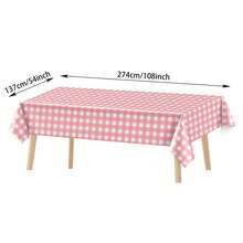 1/3PCS 137*274cm Pink And White Plastic Checkered Tablecloth, Decorative Disposable Pink Check Tablecloth, Perfect For Picnics, Farm Parties, Birthdays, And Weddings - Multicolor - View 3