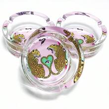 Fashionable Leopard Pattern Glass Ashtray, 3.34 Inch Round Ashtray, Home Decor Gift For Friends, Cartoon Animal Theme Ashtray - Colorful - View 7
