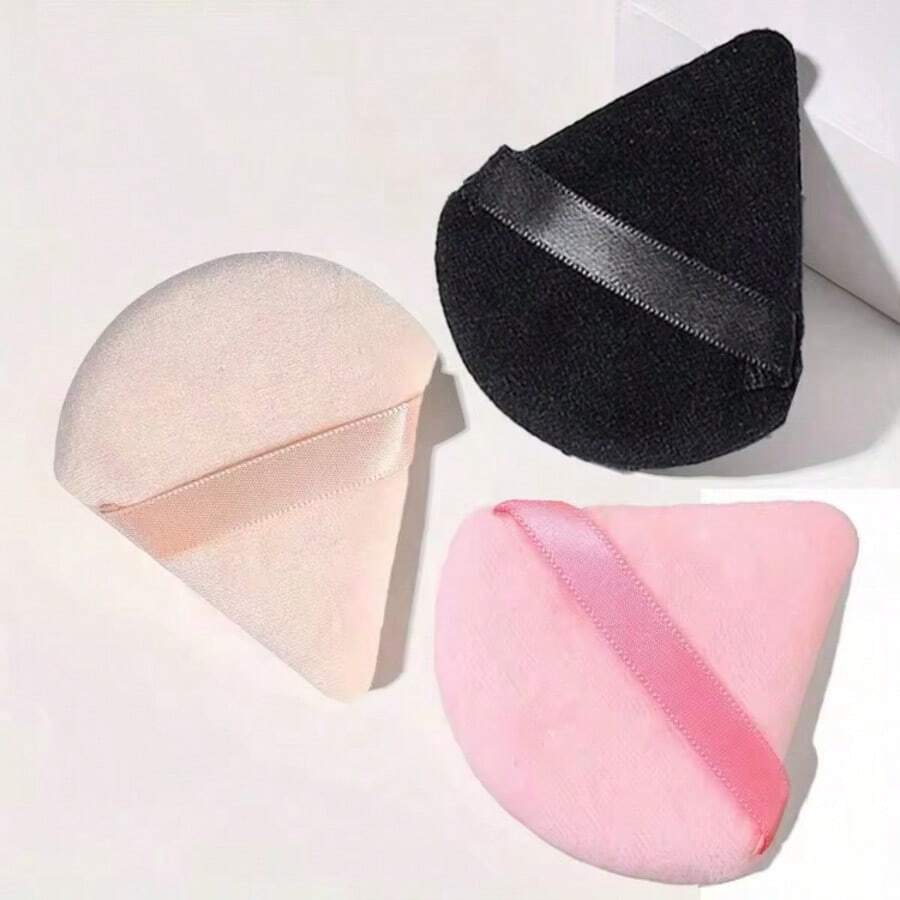1/3pcs Triangle Powder Puff, Setting Powder Puff, Fan-Shaped Powder Puff, Fingertip Powder Puff, A Specialized Beauty Tool For Individuals And Makeup Artists, Compatible With Mirrors Featuring An Owl Design – An Ideal Gift For Women, A Complimentary Item With No Cost. - Multicolor - View 1