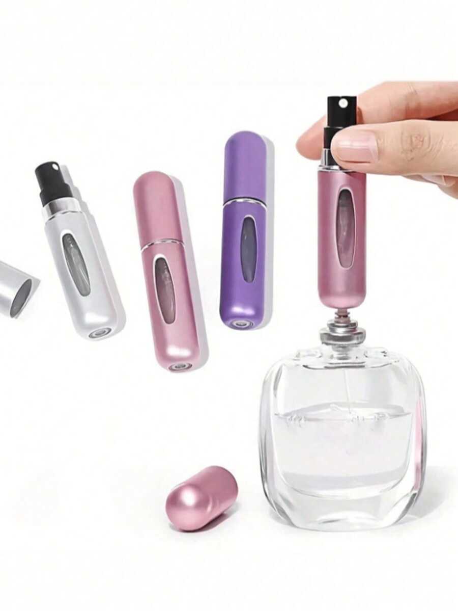 1pc Refillable Perfume Spray Bottle (Custom Pattern Design), Shiny Pink Perfume Bottle With Pump Storage Container Suitable For Travel, Living Room, Bedroom, Bathroom Home Decor - Travel Accessory, Liquid Cosmetic Dispenser, Random Color