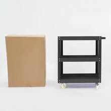 YUNRUX 3-Tier Heavy-Duty Workshop Trolley 34.23*15.35*38.88in Steel Utility Cart - Black - View 8