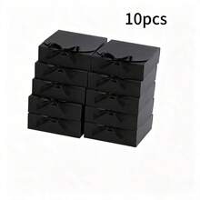 10pcs Black Gift Boxes With Lids, Groomsman Proposal Boxes, Luxury Black Gift Boxes With Ribbons For Wedding, Birthday, Party, Christmas, Bridesmaid, Graduation, Valentine's Day Gift Boxes - B-Black - View 14
