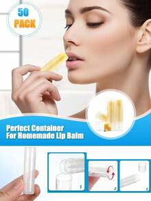 50/30/10/1pc Transparent Empty Twist-Up Tubes, 5g Plastic DIY Containers For Lipstick, Lip Balm And Solid Perfume. Multi-Purpose Cosmetic Accessories, Economical And Ideal Christmas Gift For Women. - Multicolor - View 5