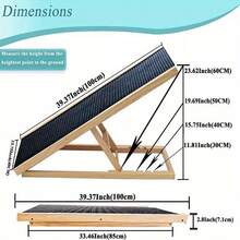 Adjustable Wooden Pet Ramp, Ideal For Medium-Sized Dogs. Portable Folding Ladder With A Striped, Non-Slip Polyester Surface For Accessing Beds And Cars. Includes Two Height Settings And A Non-Slip Ramp. - Pet Supplies. - Black - View 9
