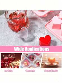 1/2pcs Heart-Shaped Silicone Ice Cube Tray - 10-Cavity Heart Ice Mold For Chocolate, Pudding, Jelly, And Candy | Flexible Manual Mold For Freezer, Kitchen Accessory, Refrigerator Ice Tray, Easy Release, Reusable - Multicolor - View 9