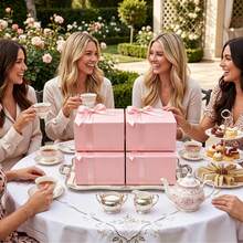 Caja de regalo con cinta rosa y tapa (7.87x7.87x3.94 pulgadas) 10 piezas/paquete Caja de papel de regalo premium, adecuada para Navidad, boda, recuerdos de invitados de boda, graduación, vacaciones, fiesta de cumpleaños, regreso a la escuela y otras ocasiones - Múltiples estilos - Ver 5