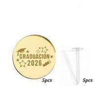 5 Set/10 Set Hiasan Kue Cupcake Cermin Emas untuk Wisuda, Selamat Wisuda 2026, Dekorasi Kue Pesta Wisuda - MultiWarna - View 21