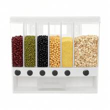 6-Compartment Multifunctional Dry Food Dispenser, Grain And Muesli Storage Container, Rice Dispenser With Graduated Measuring Cup For Household, Kitchen And Pantry Organization - 查看 1