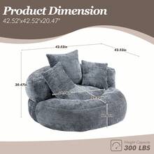 Lazy Sofa, Single Seat Bean Bag Sofa Chair, High-Back Durable Chenille Soft Recliner, Upholstered Lounge Sofa Chair, Includes 3 Pillows, Indoor/Outdoor Use, No Assembly Required, Suitable For Living Room, Bedroom And Apartment(Dark Gray) - 灰色 - 查看 3