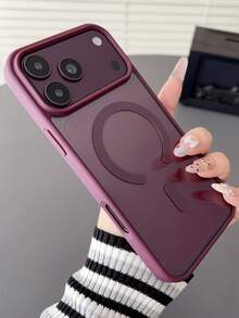 Luxury Transparent Clear Hard Magnetic Phone Case Compatible With IPhone 18 17 Pro Max16 15 14 13 Pro Max 17 Air Wireless Charging Shockproof Bumper Cover - Burgundy - View 3