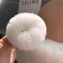 Korean Minimalist Genuine Rabbit Fur Scrunchie Cute Ponytail Hair Tie Internet Celebrity French Vintage Hair Accessory Autumn/Winter - Multicolor - View 5