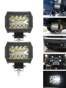 GLANBERT 2pcs 60W 3-Row 20LED Spotlight, 12V Waterproof, High Brightness White LED Work Light For Vehicles - Black - View 12