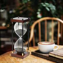Dekorative Sanduhr Holz 60 Min. moderner Retro-Stil, zeitloser Holz-Zeitmesser für Wohnzimmer, Büro, Café & Regal-Deko - 1PC - Übersicht 2