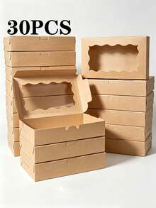 50pcs/30pcs/10pcs/1pc Kotak Dessert Putih dengan Jendela, Kotak Kemasan Cokelat, Ukuran 7*4.3*1.5 Inci, Cocok untuk Cokelat, Kue Pastri, Biskuit, Makanan Penutup, Donat, Sempurna untuk Ulang Tahun, Pesta, Pertemuan, dan Natal. - MultiWarna - View 12