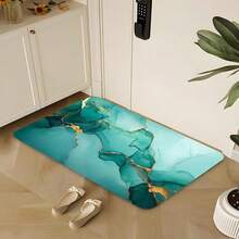 Luxurious Blue-And-Golden Marble-Patterned Floor Mat Made Of Soft, Water-Absorbent, And Slip-Resistant Diatomaceous Earth Material, Ideal For Use As A Doormat, In Bathrooms, Laundry Rooms, And For Home Decor - Multicolor - View 7