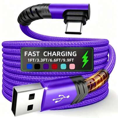 Caricabatterie rapido Type-C, Cavo dati USB-A a USB-C, Cavo di ricarica USB-C intrecciato, Compatibile con Apple, One+ e altri smartphone