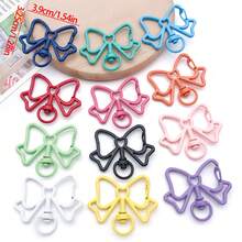 6pcs Multicolor Hollow Bow Lobster Clasps Bow Shaped Swivel Spring Snap Hooks For DIY Keychains Bag Charms Pendant Connectors Jewelry Making Findings - Multicolor - View 7