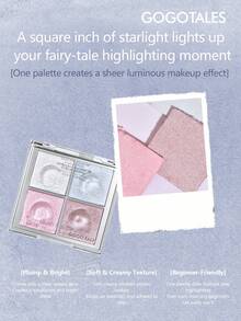 GOGO TALES 4-Color Shiny Highlighter Palette, Natural Dewy Glow Finish, Multi-Functional Face Brightening And Blush, Creamy Potato Mash Texture Highlighter, Suitable For Beginners GOGOTALES - G01# Sheer Moonlight - View 5