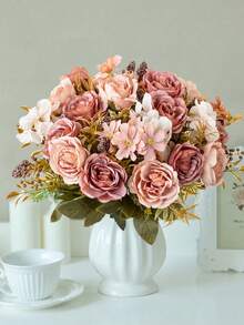 1/3pcs Artificial Peony Hydrangea Bouquet, Suitable For Home Decor, Autumn Decor, Outdoor Decor, Table Decor, Wedding Decor, Artificial Plants, Women's Gifts, Back To School Season - Pink - View 6