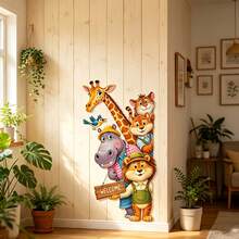 1/3/5 piezas Pegatinas de pared de bienvenida con animales salvajes de dibujos animados, jirafa, león, hipopótamo, pájaro, calcomanías de pared removibles, decoración de pared para entrada, dormitorio, fondo del hogar, regalo - Pegatinas de animales - Ver 2