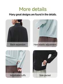 Jaket Pelindung Matahari Cepat Kering dan Nyaman untuk Wanita Beneunder (Potongan Longgar, Kerah Tegak) AL002 - Baby Blue - View 5